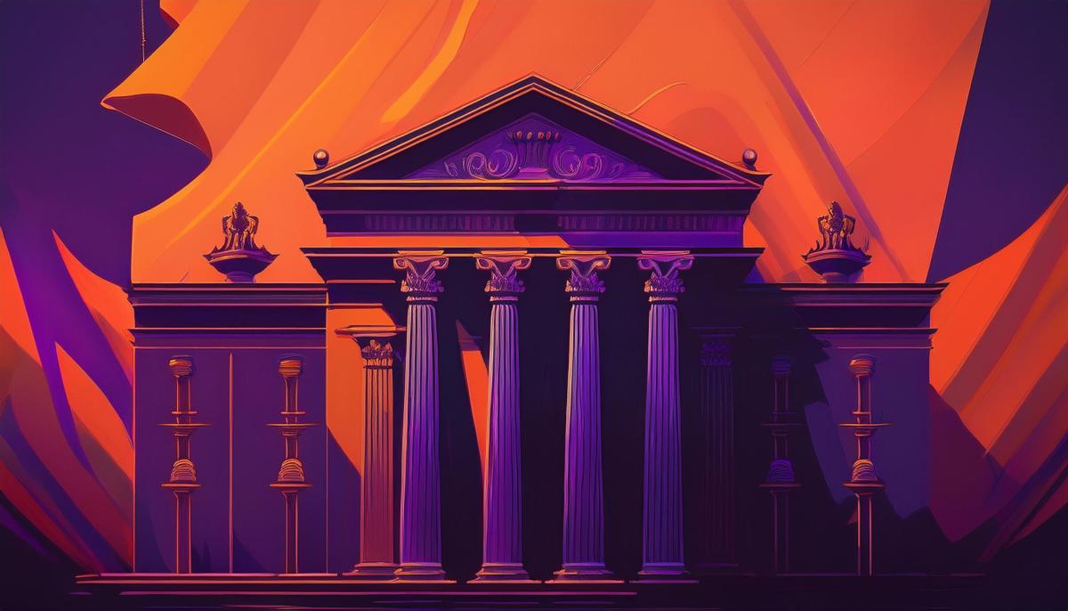 Illustration of a classical courthouse facade with columns