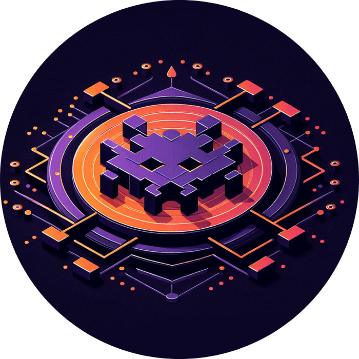 Illustration of a pixelated virus icon on a target